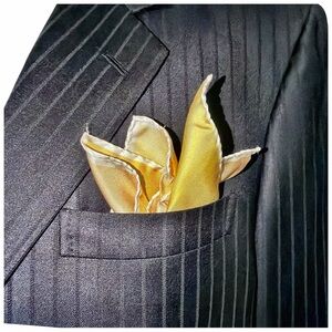 Men’s Canary Yellow Silk Pocket Square Made in Italy 12” Solid Suit Handkerchief